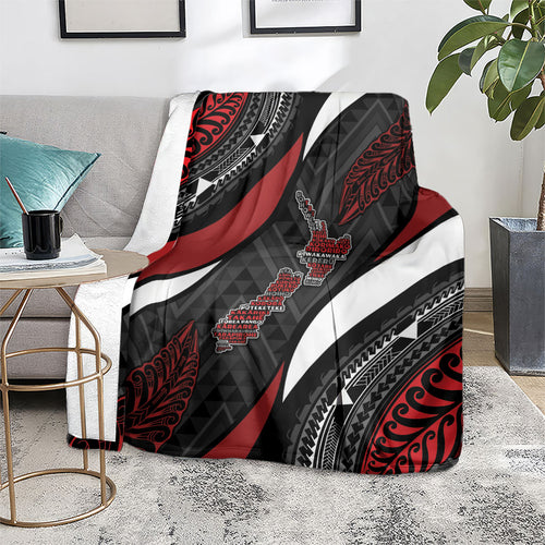 Aotearoa New Zealand Native Birds Map Blanket Silver Fern Tribal Pattern