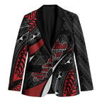 Aotearoa New Zealand Native Birds Map Blazer Silver Fern Tribal Pattern