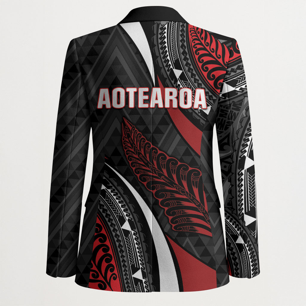 Aotearoa New Zealand Native Birds Map Blazer Silver Fern Tribal Pattern