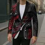 Aotearoa New Zealand Native Birds Map Blazer Silver Fern Tribal Pattern