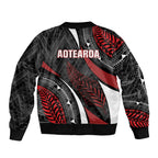 Aotearoa New Zealand Native Birds Map Bomber Jacket Silver Fern Tribal Pattern