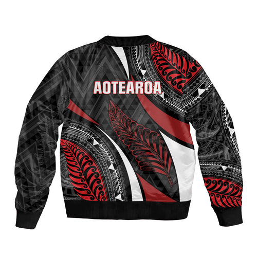 Aotearoa New Zealand Native Birds Map Bomber Jacket Silver Fern Tribal Pattern