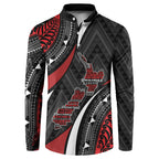 Aotearoa New Zealand Native Birds Map Button Sweatshirt Silver Fern Tribal Pattern