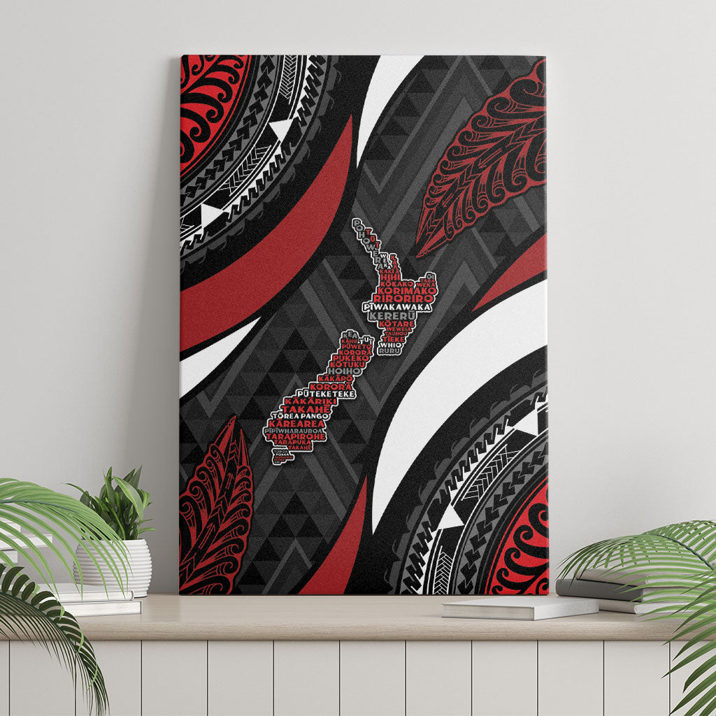 Aotearoa New Zealand Native Birds Map Canvas Wall Art Silver Fern Tribal Pattern