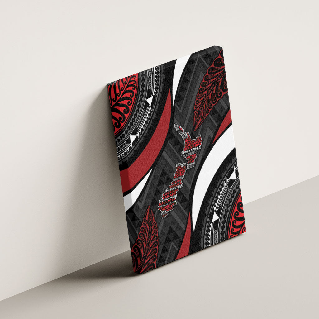 Aotearoa New Zealand Native Birds Map Canvas Wall Art Silver Fern Tribal Pattern