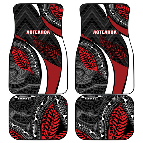 Aotearoa New Zealand Native Birds Map Car Mats Silver Fern Tribal Pattern