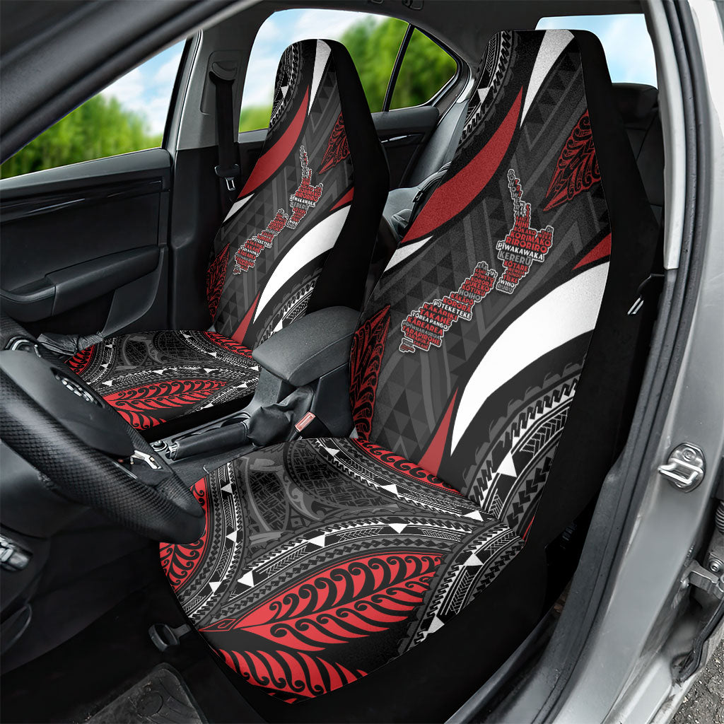 Aotearoa New Zealand Native Birds Map Car Seat Cover Silver Fern Tribal Pattern