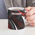 Aotearoa New Zealand Native Birds Map Ceramic Mug Silver Fern Tribal Pattern