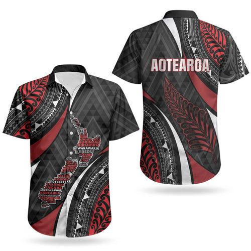 Aotearoa New Zealand Native Birds Map Couples Matching Off Shoulder Maxi Dress and Hawaiian Shirt Silver Fern Tribal Pattern
