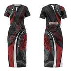 Aotearoa New Zealand Native Birds Map Couples Matching Short Sleeve Bodycon Dress and Long Sleeve Button Shirt Silver Fern Tribal Pattern