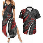 Aotearoa New Zealand Native Birds Map Couples Matching Summer Maxi Dress and Hawaiian Shirt Silver Fern Tribal Pattern