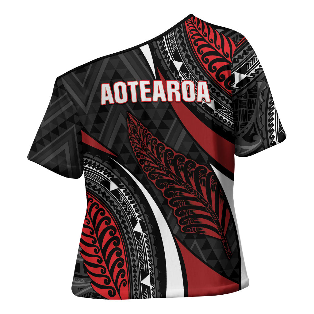 Aotearoa New Zealand Native Birds Map Cross Shoulder Shirt Silver Fern Tribal Pattern