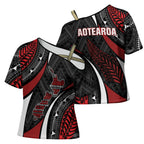 Aotearoa New Zealand Native Birds Map Cross Shoulder Shirt Silver Fern Tribal Pattern