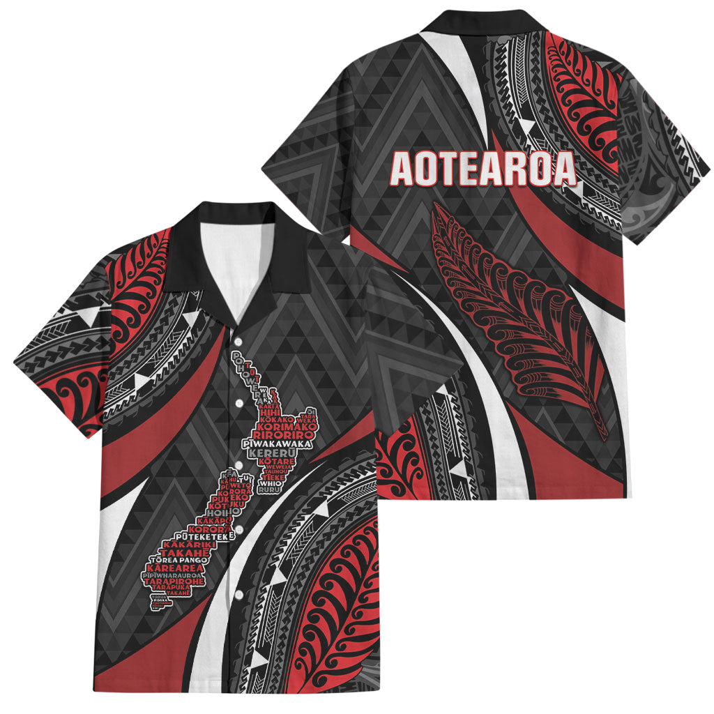 Aotearoa New Zealand Native Birds Map Family Matching Off The Shoulder Long Sleeve Dress and Hawaiian Shirt Silver Fern Tribal Pattern