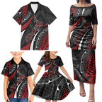 Aotearoa New Zealand Native Birds Map Family Matching Puletasi and Hawaiian Shirt Silver Fern Tribal Pattern