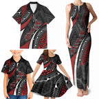Aotearoa New Zealand Native Birds Map Family Matching Tank Maxi Dress and Hawaiian Shirt Silver Fern Tribal Pattern