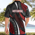 Aotearoa New Zealand Native Birds Map Hawaiian Shirt Silver Fern Tribal Pattern