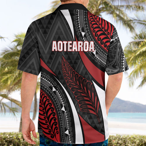 Aotearoa New Zealand Native Birds Map Hawaiian Shirt Silver Fern Tribal Pattern