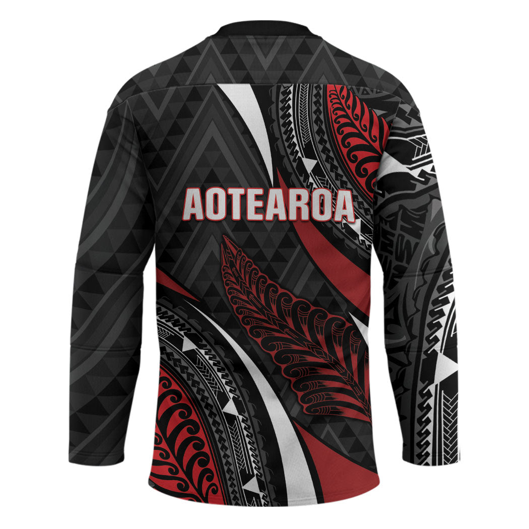 Aotearoa New Zealand Native Birds Map Hockey Jersey Silver Fern Tribal Pattern