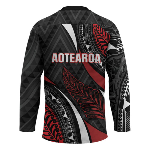 Aotearoa New Zealand Native Birds Map Hockey Jersey Silver Fern Tribal Pattern