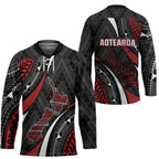 Aotearoa New Zealand Native Birds Map Hockey Jersey Silver Fern Tribal Pattern