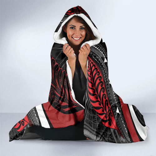 Aotearoa New Zealand Native Birds Map Hooded Blanket Silver Fern Tribal Pattern