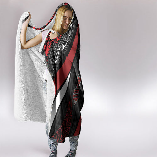 Aotearoa New Zealand Native Birds Map Hooded Blanket Silver Fern Tribal Pattern