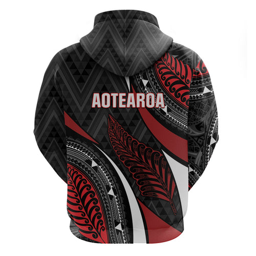 Aotearoa New Zealand Native Birds Map Hoodie Silver Fern Tribal Pattern