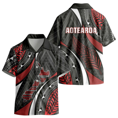 Aotearoa New Zealand Native Birds Map Kid Hawaiian Shirt Silver Fern Tribal Pattern