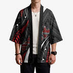 Aotearoa New Zealand Native Birds Map Kimono Silver Fern Tribal Pattern