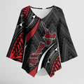 Aotearoa New Zealand Native Birds Map Kimono Sleeve Blouse Silver Fern Tribal Pattern