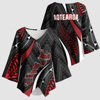 Aotearoa New Zealand Native Birds Map Kimono Sleeve Blouse Silver Fern Tribal Pattern