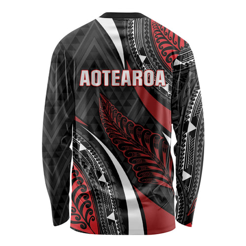 Aotearoa New Zealand Native Birds Map Long Sleeve Shirt Silver Fern Tribal Pattern