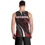 Aotearoa New Zealand Native Birds Map Men Tank Top Silver Fern Tribal Pattern