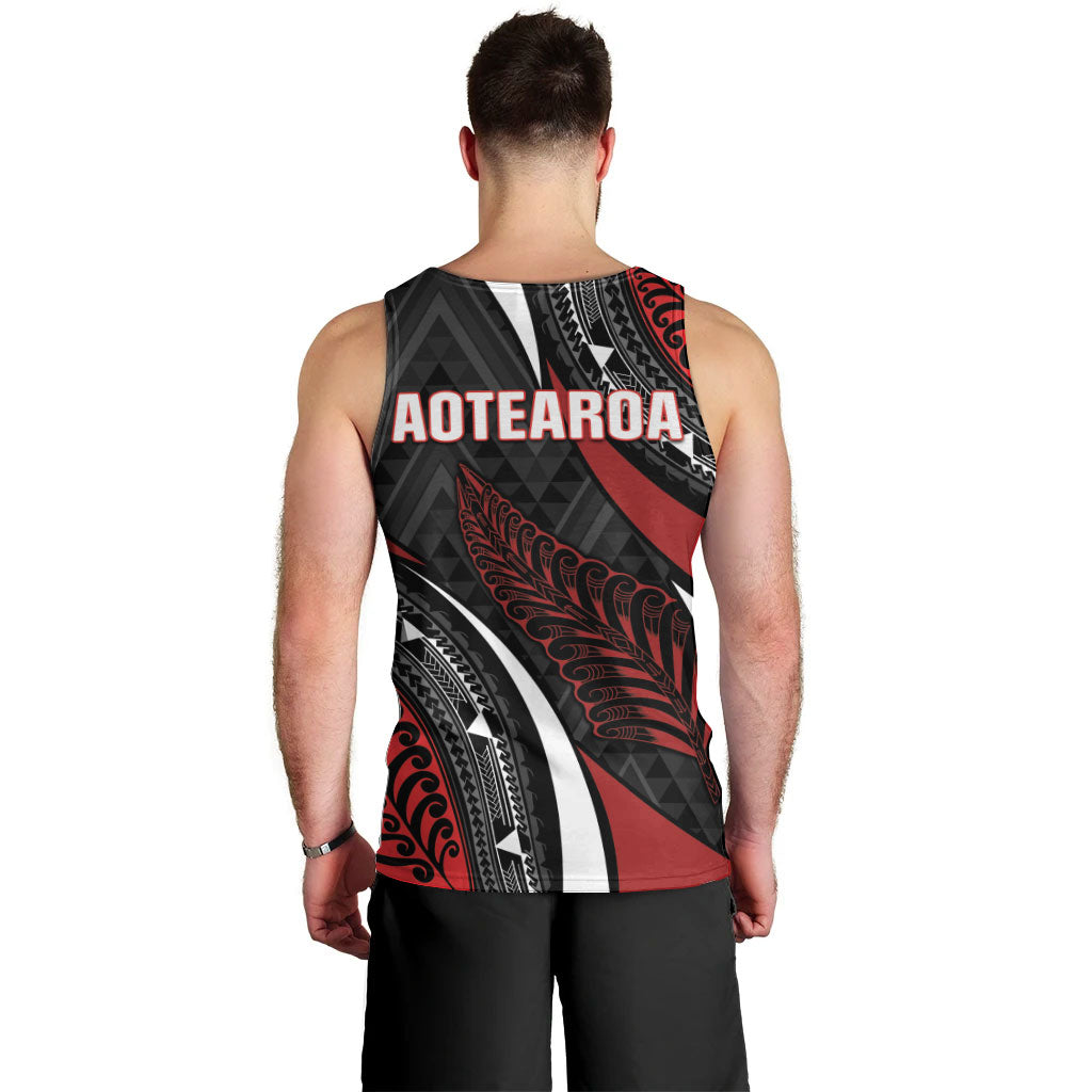 Aotearoa New Zealand Native Birds Map Men Tank Top Silver Fern Tribal Pattern