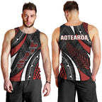 Aotearoa New Zealand Native Birds Map Men Tank Top Silver Fern Tribal Pattern