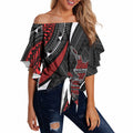 Aotearoa New Zealand Native Birds Map Off Shoulder Wrap Waist Top Silver Fern Tribal Pattern