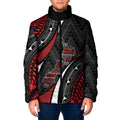 Aotearoa New Zealand Native Birds Map Padded Jacket Silver Fern Tribal Pattern