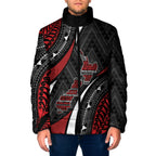 Aotearoa New Zealand Native Birds Map Padded Jacket Silver Fern Tribal Pattern
