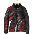 Aotearoa New Zealand Native Birds Map Padded Jacket Silver Fern Tribal Pattern