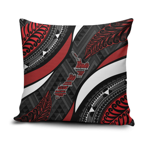 Aotearoa New Zealand Native Birds Map Pillow Cover Silver Fern Tribal Pattern