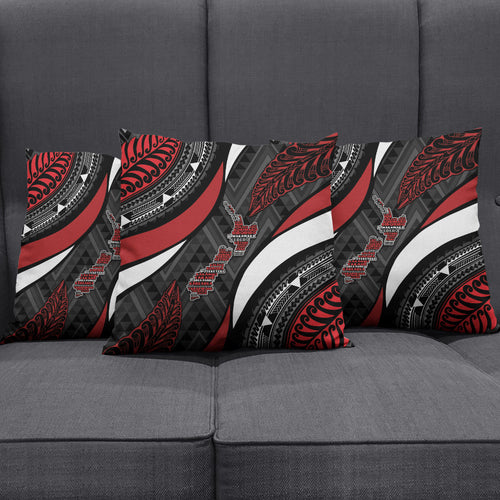 Aotearoa New Zealand Native Birds Map Pillow Cover Silver Fern Tribal Pattern