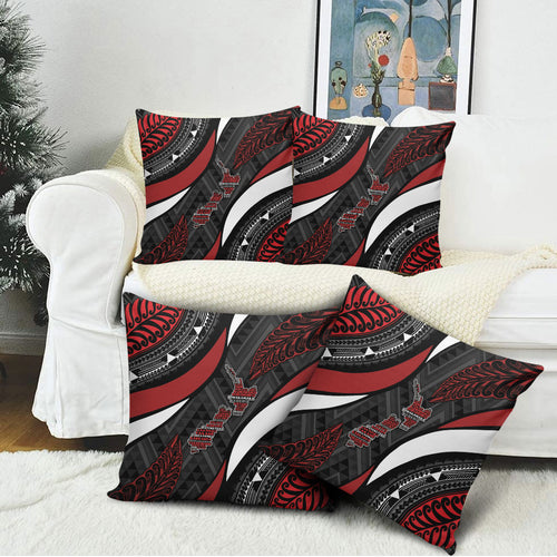 Aotearoa New Zealand Native Birds Map Pillow Cover Silver Fern Tribal Pattern