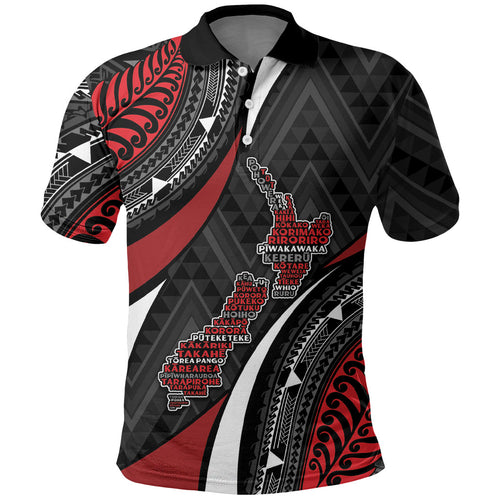 Aotearoa New Zealand Native Birds Map Polo Shirt Silver Fern Tribal Pattern