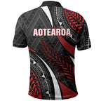 Aotearoa New Zealand Native Birds Map Polo Shirt Silver Fern Tribal Pattern
