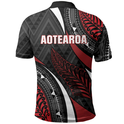 Aotearoa New Zealand Native Birds Map Polo Shirt Silver Fern Tribal Pattern