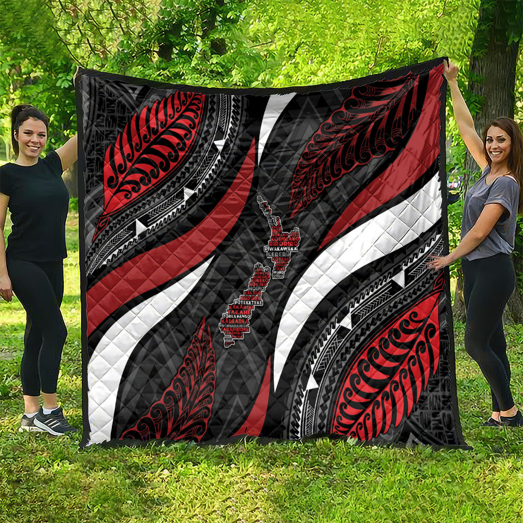 Aotearoa New Zealand Native Birds Map Quilt Silver Fern Tribal Pattern