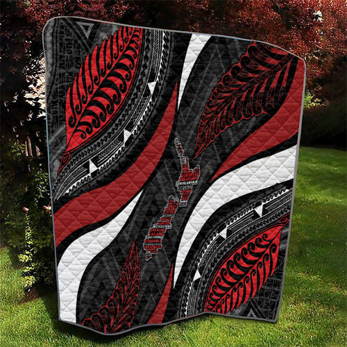 Aotearoa New Zealand Native Birds Map Quilt Silver Fern Tribal Pattern