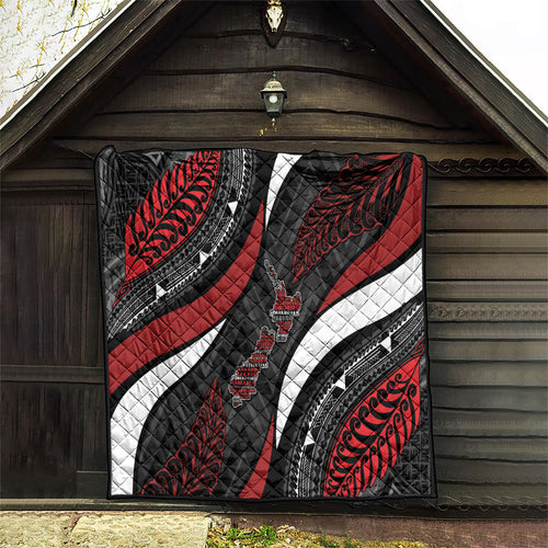 Aotearoa New Zealand Native Birds Map Quilt Silver Fern Tribal Pattern