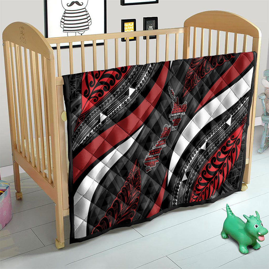 Aotearoa New Zealand Native Birds Map Quilt Silver Fern Tribal Pattern